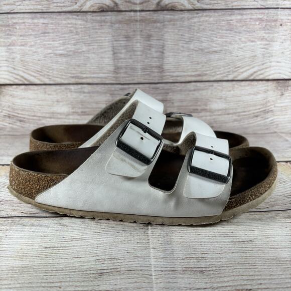Birkenstock Arizona White Leather Womens Size EU 39 Womens 8.5 Mens 6.5 Narrow - Picture 6 of 12